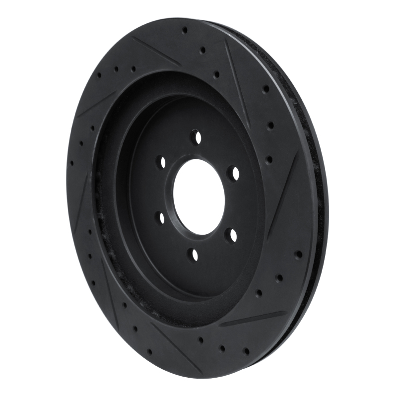 Dodge Viper Brake Rotor (1) - Rear Left - R1 Concepts - Drilled & Slotted - Black - `92-`02